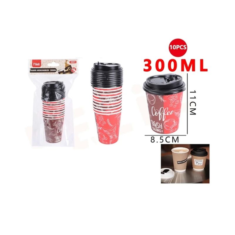 GENERICO - Vaso Descartable Rojo 1185cm 300ML Cafe