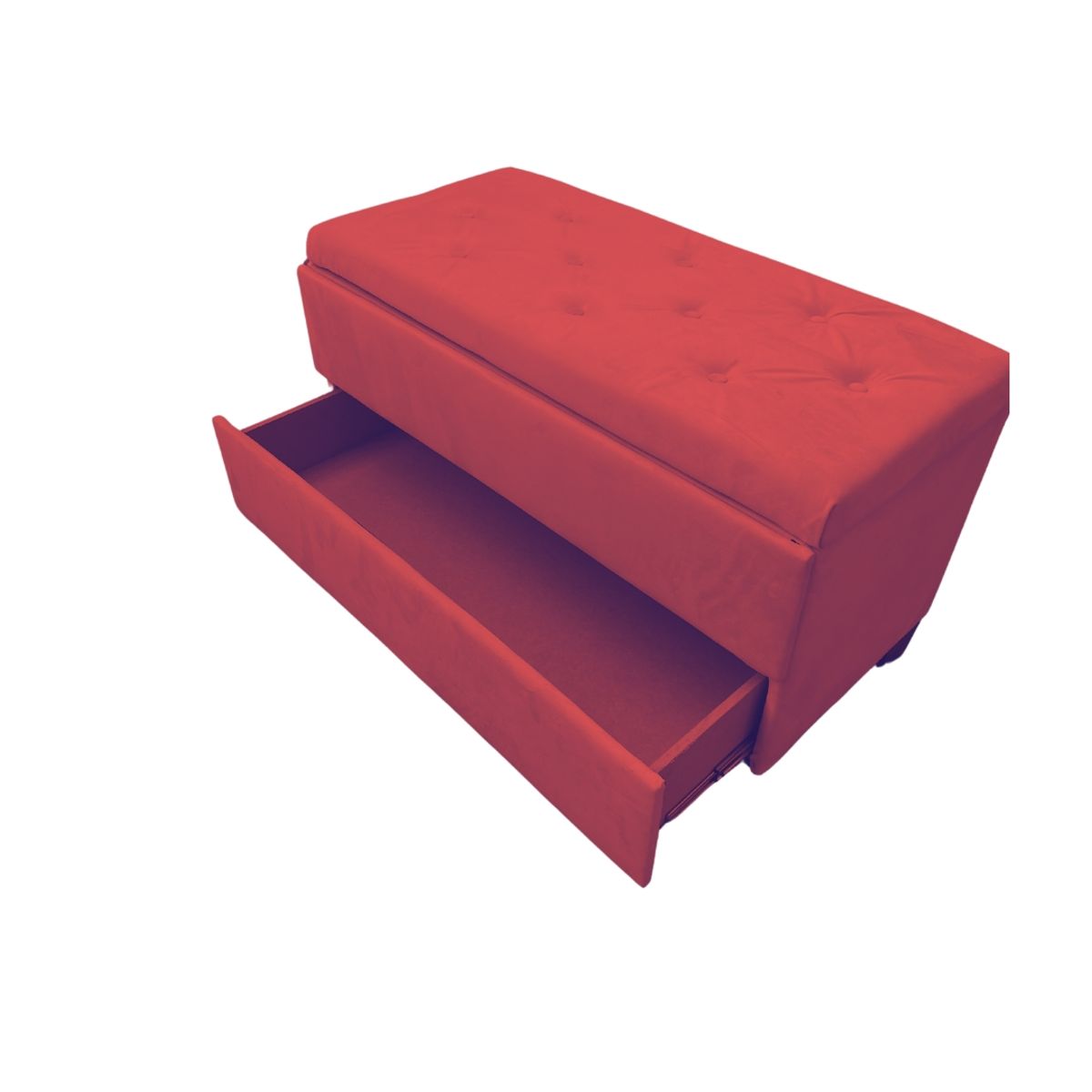 MUEBLES HVM - Banqueta Baul Zapatero Rojo Felpa