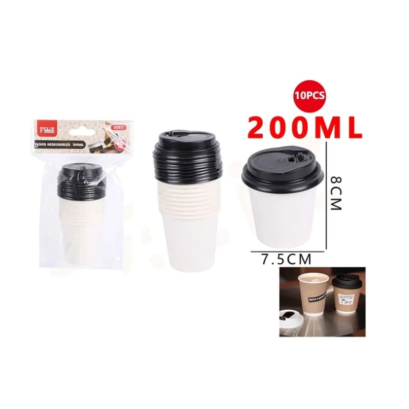 GENERICO - Vaso Descartable Blanco 875cm 200ML 10pcs