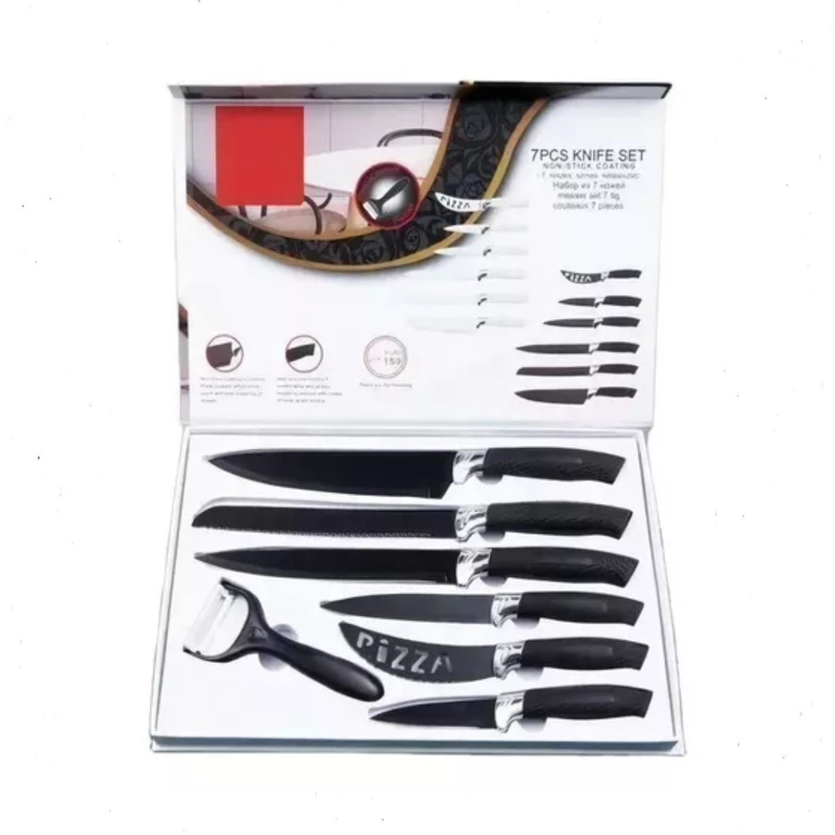 GENERICO - Set Cuchillos 7 Pcs Juegos Cuchillos Asados, Cocina, Pelador