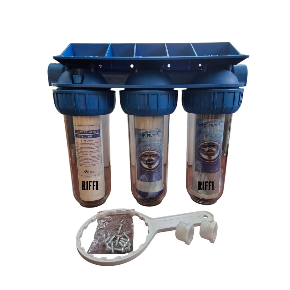 GENERICO - Filtro de agua triple anti sarro 10" x 2.5" -  2.75" Carbón activo 1"