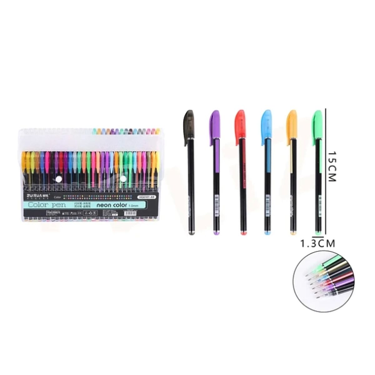 GENERICO - Lapiz Fluor Neon 60 Colores 15x1.3 cm