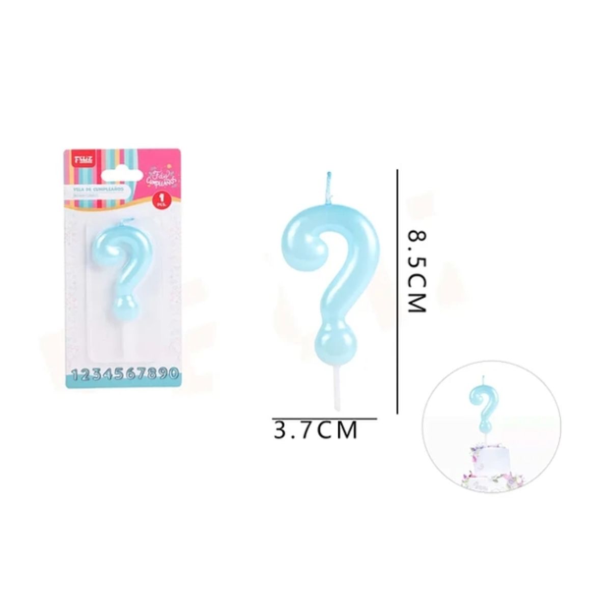 GENERICO - Vela De Cumpleaños Celeste Aperlado