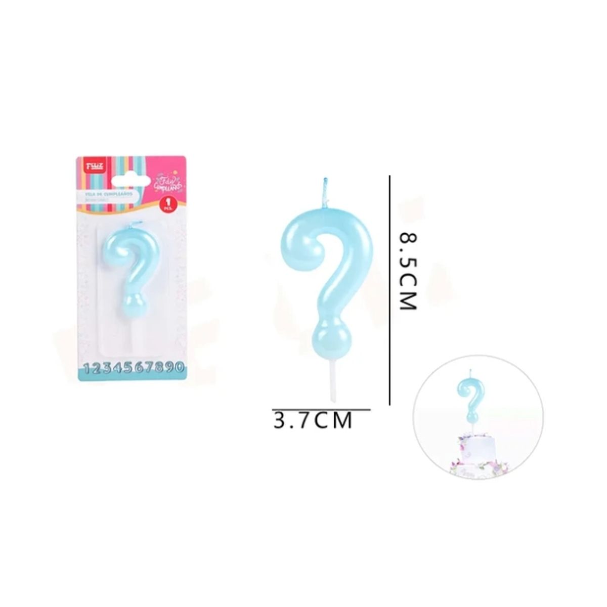 GENERICO - Vela De Cumpleaños Celeste Aperlado