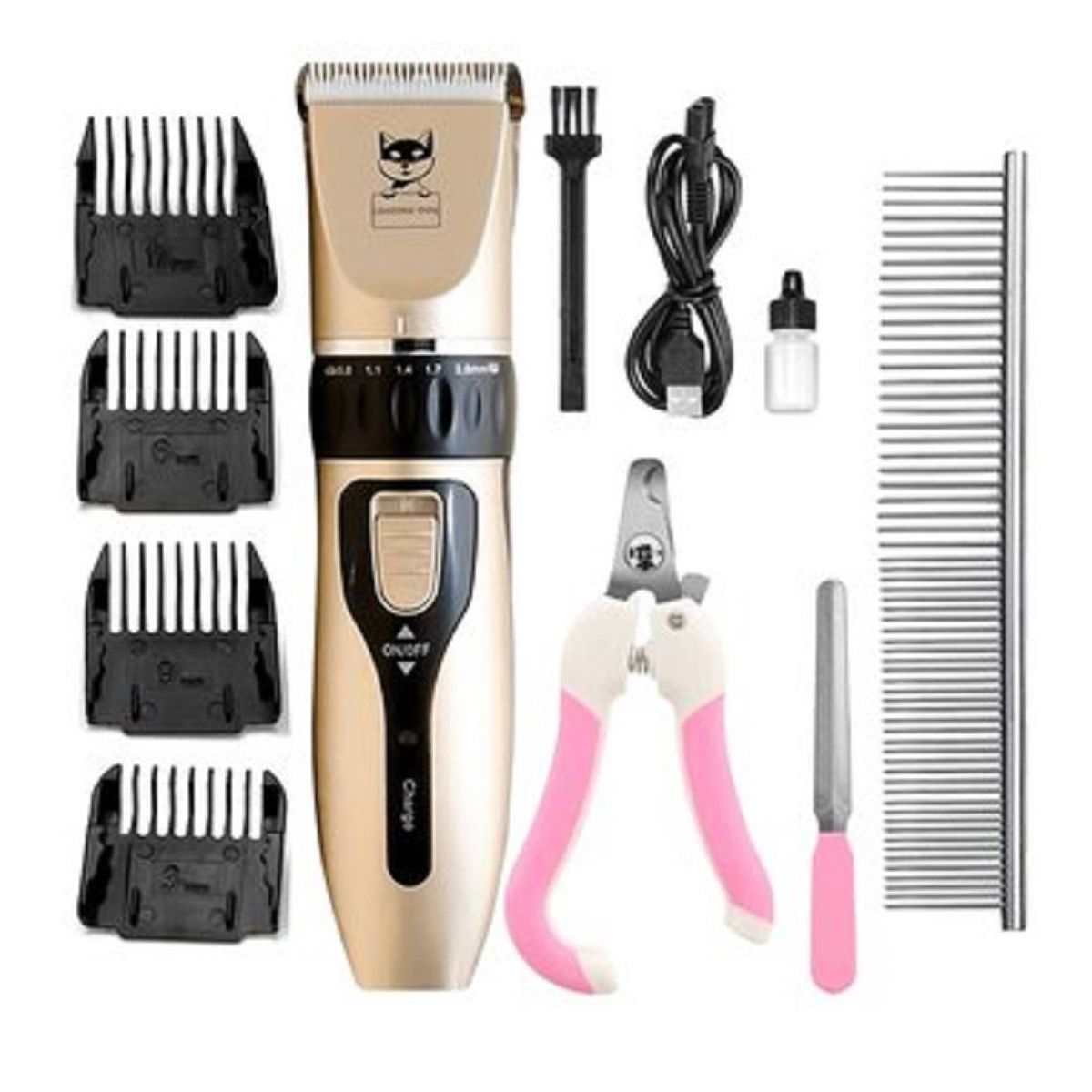 GENERICO - Kit de Aseo para Mascotas Maquina Corta Pelo Corta Uñas