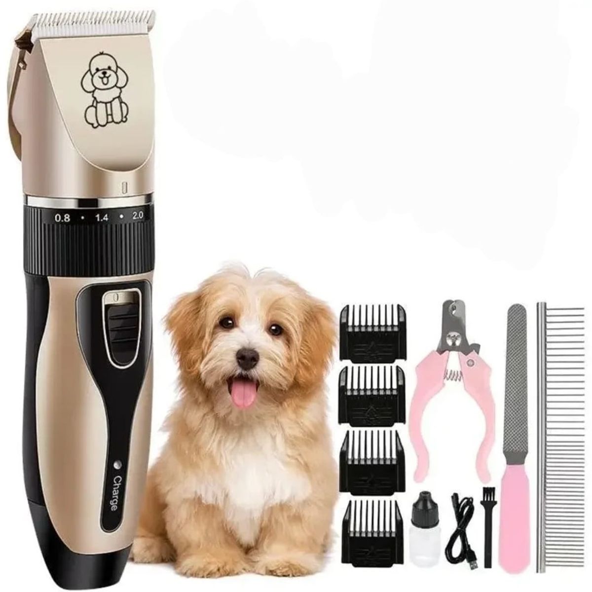 GENERICO - Kit de Aseo para Mascotas Maquina Corta Pelo Corta Uñas