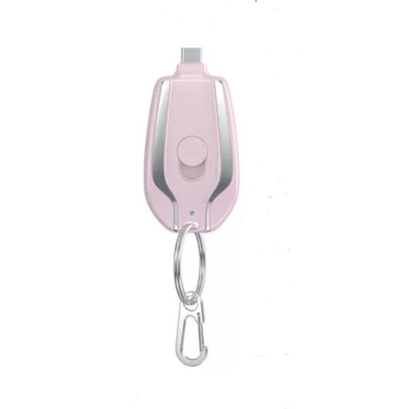 GENERICO - Llavero Portátil Mini Power Bank De 1500 Mah, Tipo C, Color Rosa