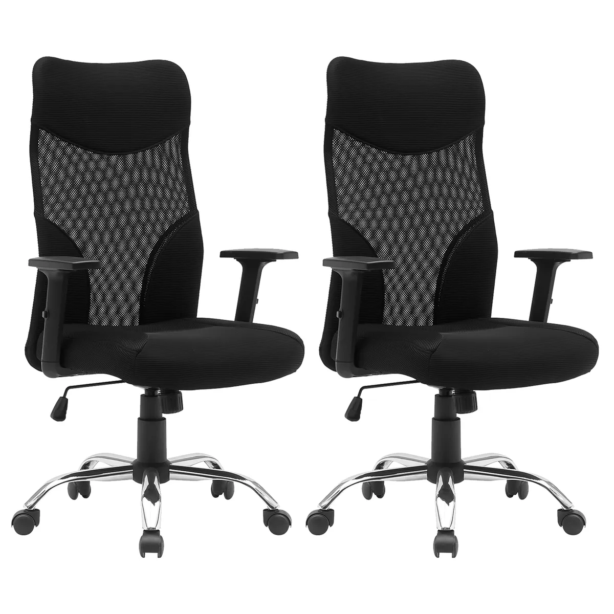 VIDITA - Set 2 Sillas Ejecutiva Ergonómica Apoyabrazo Ajustable 121x64x63 cm