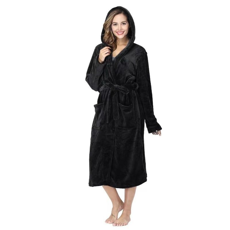 EVERSO - Bata De Baño Con Capucha Para Mujer De Invierno Grueso Cálido