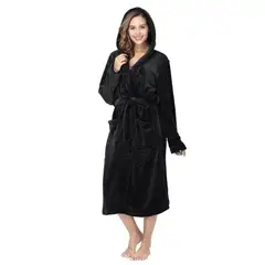 EVERSO - Bata De Baño Con Capucha Para Mujer De Invierno Grueso Cálido