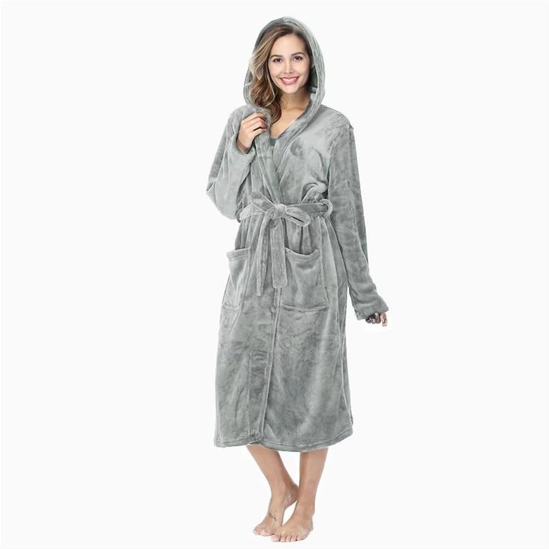 EVERSO - Bata De Baño Con Capucha Para Mujer De Invierno Grueso Cálido