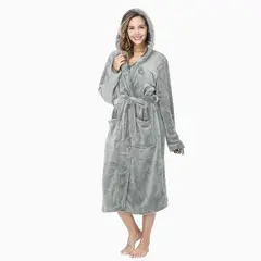 EVERSO - Bata De Baño Con Capucha Para Mujer De Invierno Grueso Cálido