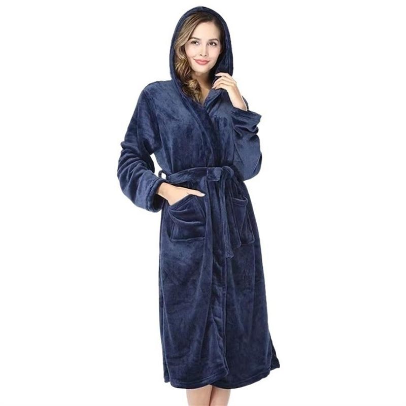 EVERSO - Bata De Baño Con Capucha Para Mujer De Invierno Grueso Cálido