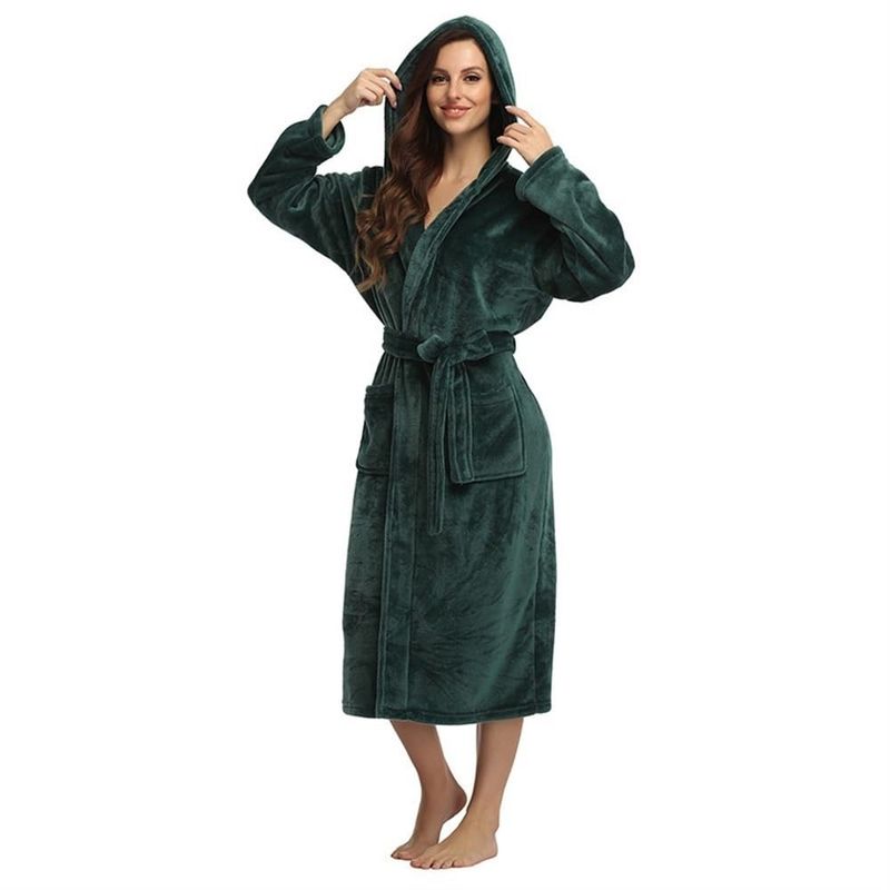 EVERSO - Bata De Baño Con Capucha Para Mujer De Invierno Grueso Cálido
