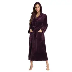 EVERSO - Bata De Baño Con Capucha Para Mujer De Invierno Grueso Cálido