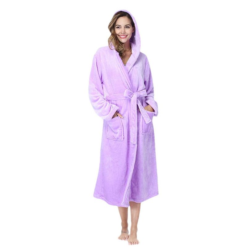 EVERSO - Bata De Baño Con Capucha Para Mujer De Invierno Grueso Cálido