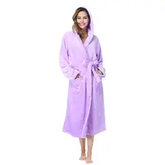 EVERSO - Bata De Baño Con Capucha Para Mujer De Invierno Grueso Cálido