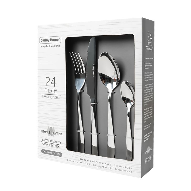 DANNY HOME - Set de 24 Cubiertos Acero Inoxidable Titanium Coated Danny Home