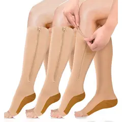 EVERSO - 3 Pares Calcetines Medias De Compresion Anti Varices Con Cierre
