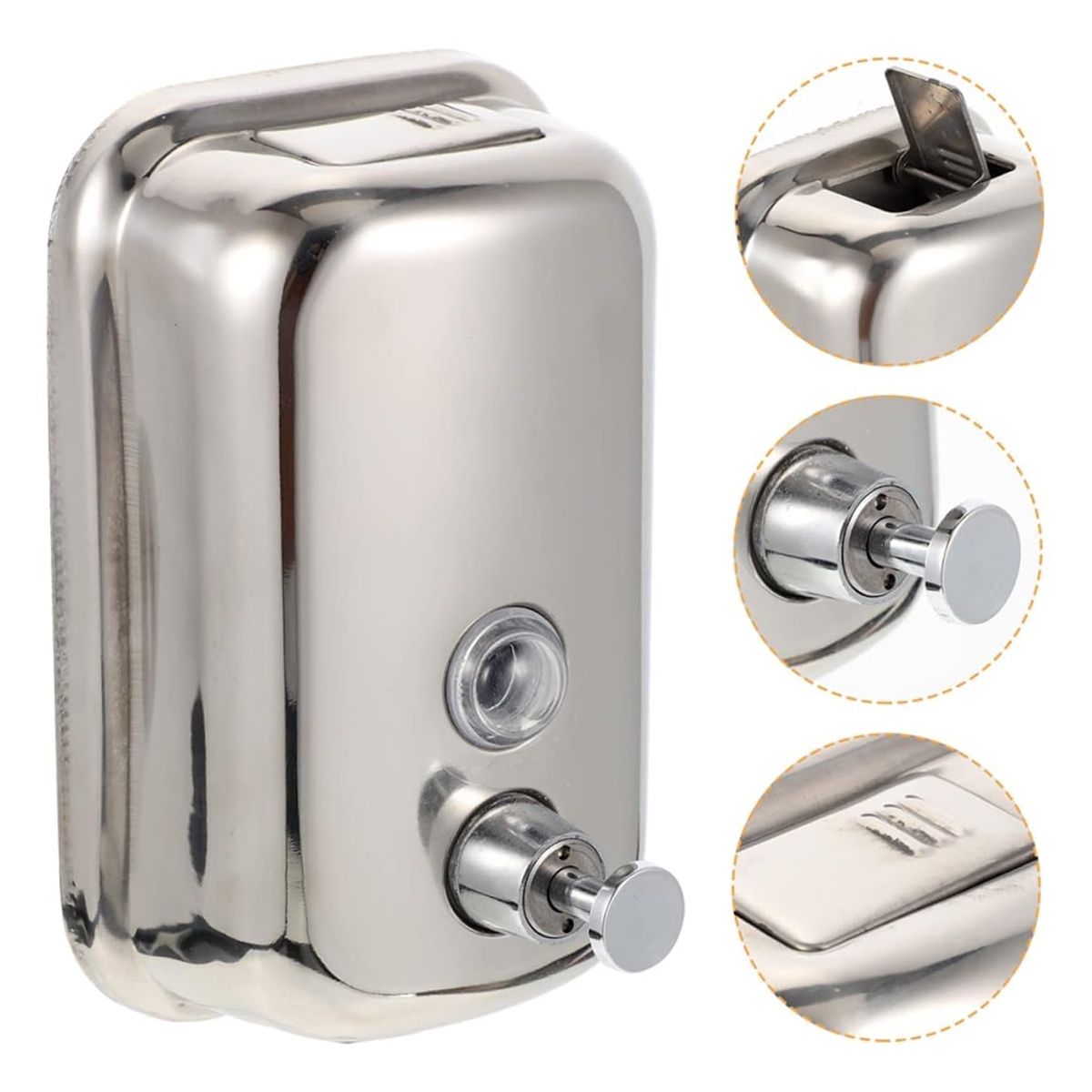 EDWINAYY - Dispensador De Jabón Gel Acero Inoxidable 500ml Plateado