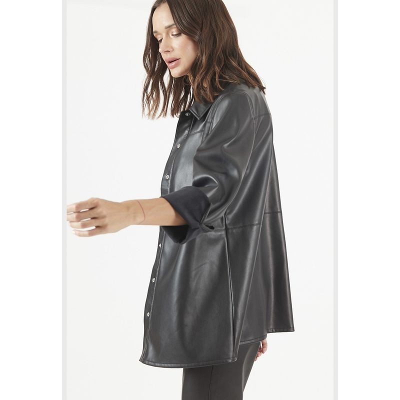 PRIVILEGE - Sobrecamisa de ecocuero negra PRIVILEGE