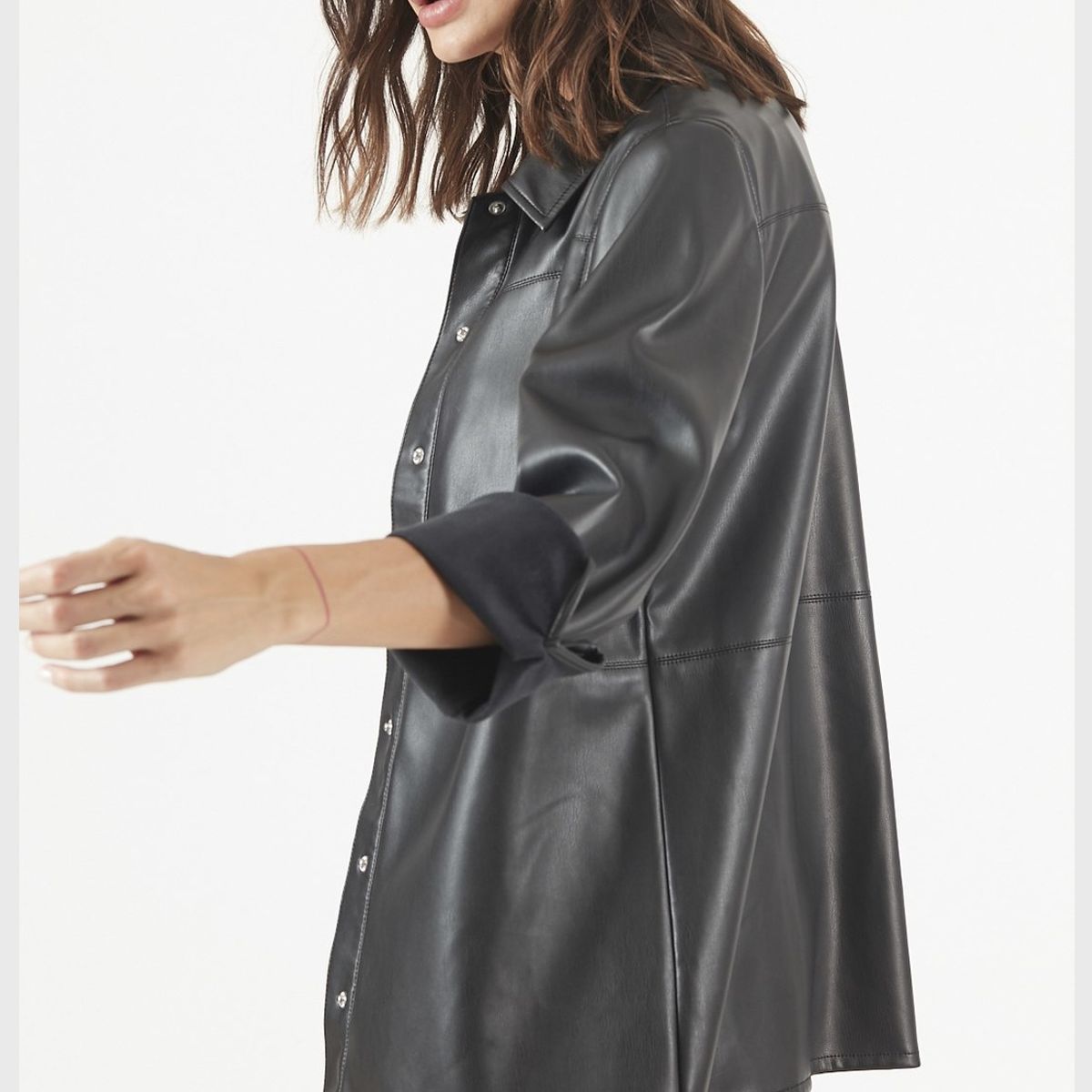 PRIVILEGE - Sobrecamisa de ecocuero negra PRIVILEGE