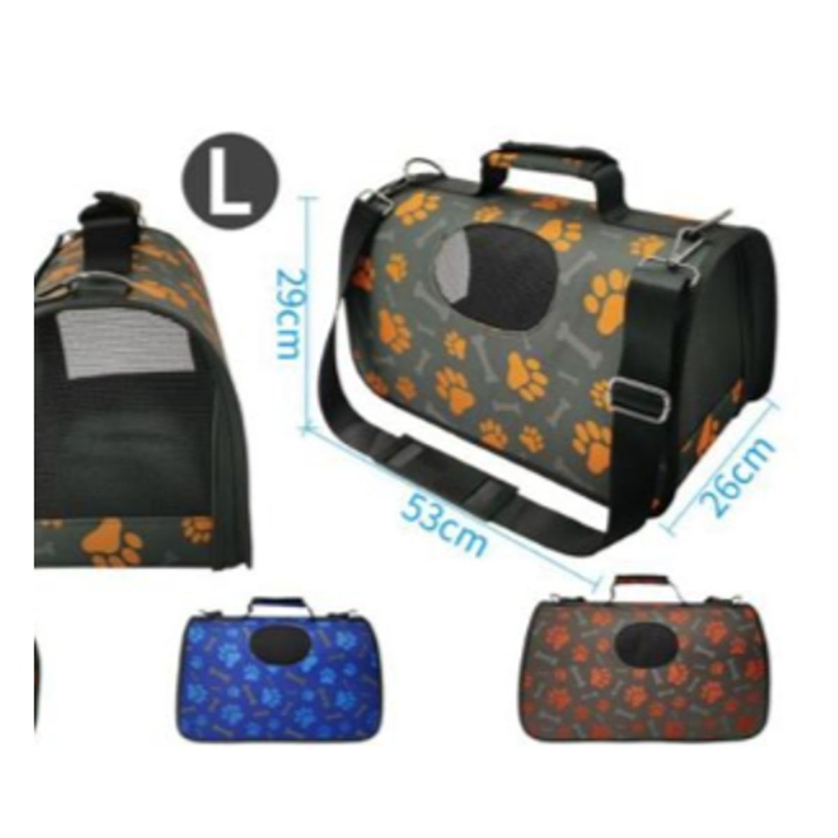 GENERICO - Bolso De Viaje Para Perros Diseño Patitas Rojo L