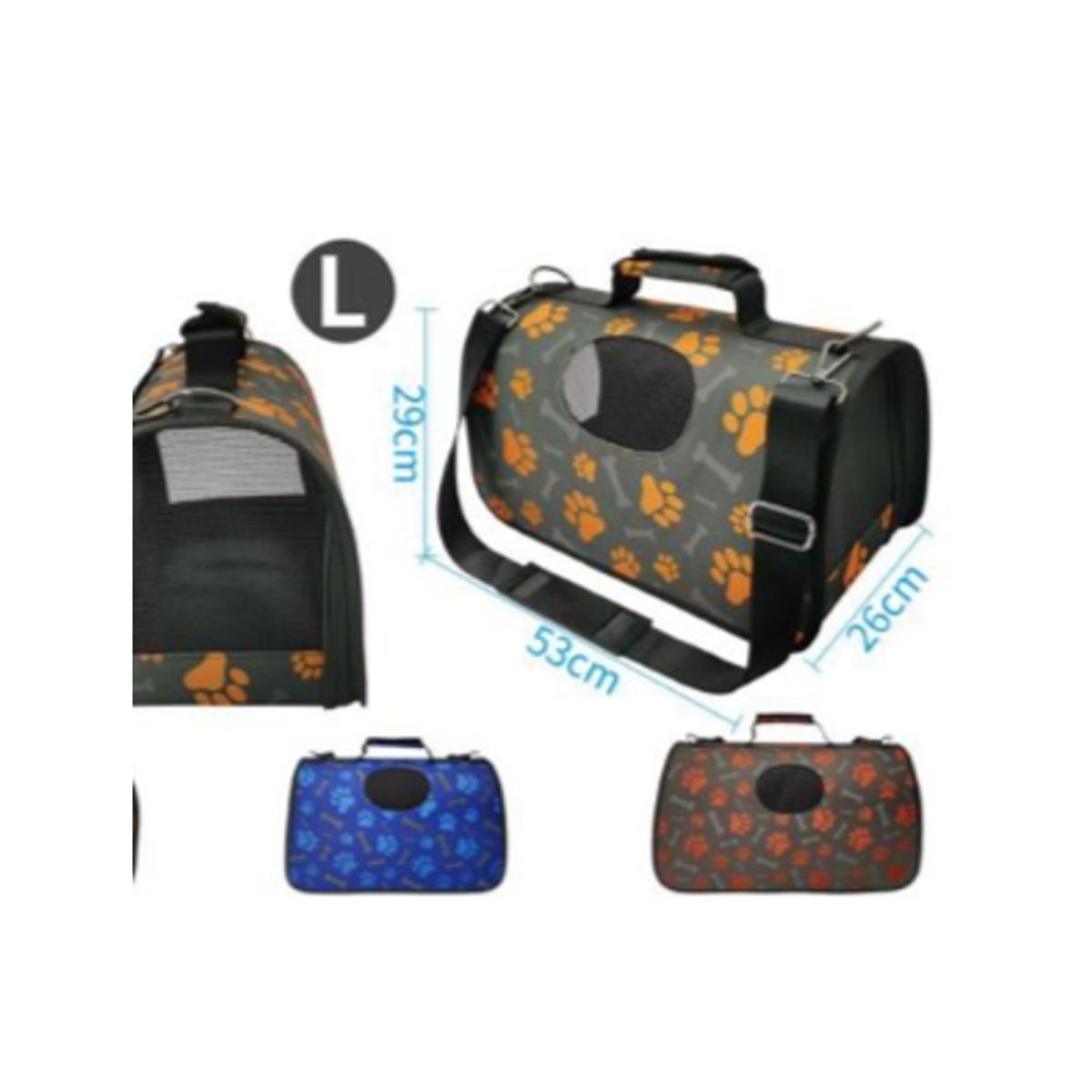 GENERICO - Bolso De Viaje Para Perros Diseño Patitas Rojo L