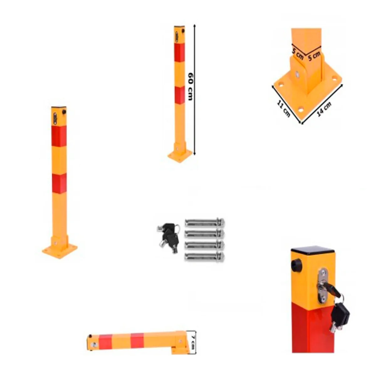 GENERICO - Protector para Estacionamiento con llave y pernos de anclaje