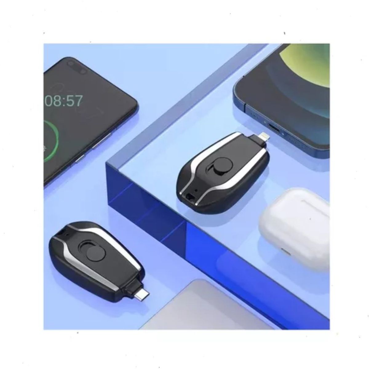 GENERICO - Llavero Portátil Mini Power Bank De 1500 Mah Iphone Color Negro