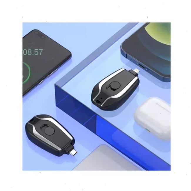 GENERICO - Llavero Portátil Mini Power Bank De 1500 Mah Iphone Color Negro