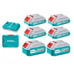TOTAL TOOLS - Kit Cargador Doble + 6 Baterias 20v Total Tosli230701