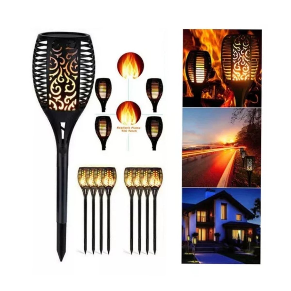 GENERICO - Antorchas Solares 50 Cm Luces De Llama Lamparas Led Estaca