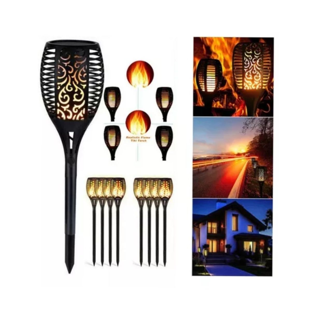 GENERICO - Antorchas Solares 50 Cm Luces De Llama Lamparas Led Estaca