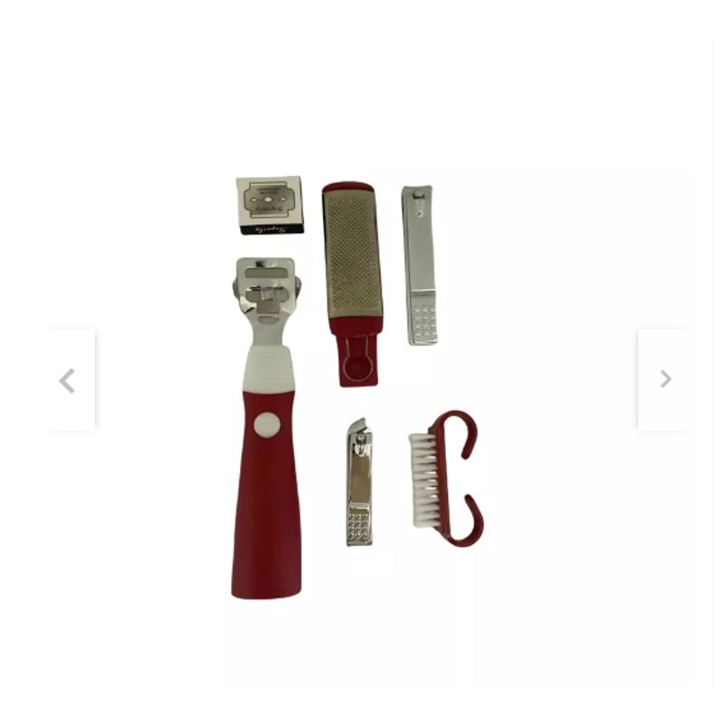 GENERICO - Set 6 Manicure Lima Cepillo Corta Uñas Para Pedicura Color Rojo