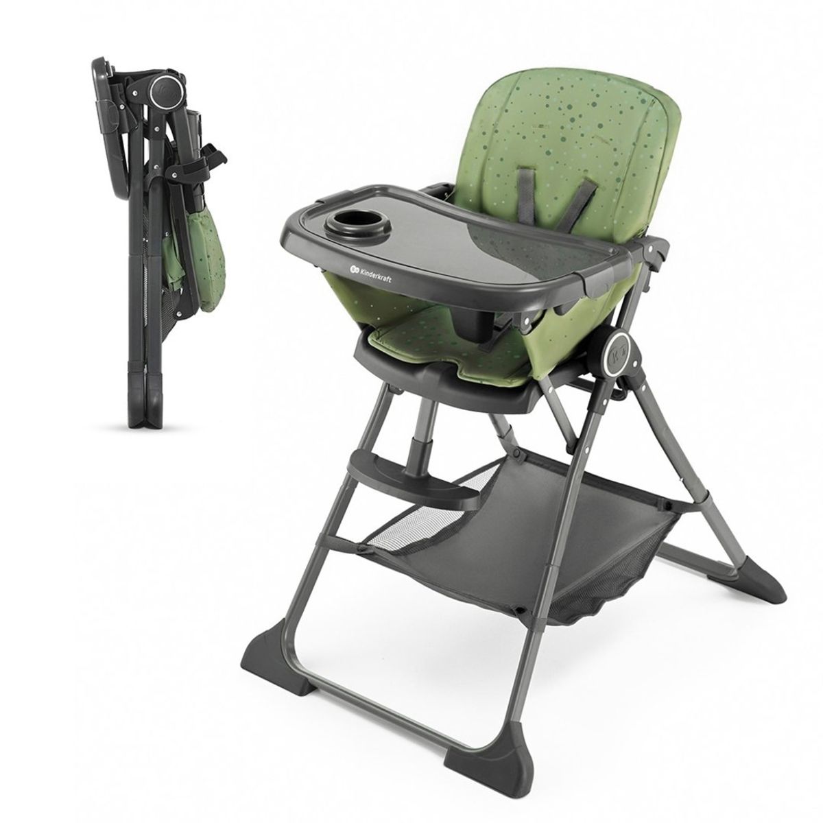 KINDERKRAFT - Silla de Comer Plegable FOLDEE Verde KINDERKRAFT