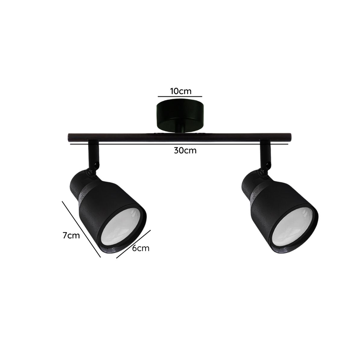 HB LEDS - Foco LED Sobrepuesto Decorativo Doble GU-10 Negro Híades