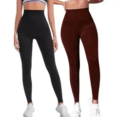 LOOK SHOP - Pack 2 Calzas Polar Sin Costura Mujer. Tiro Extra Largo, colores 330