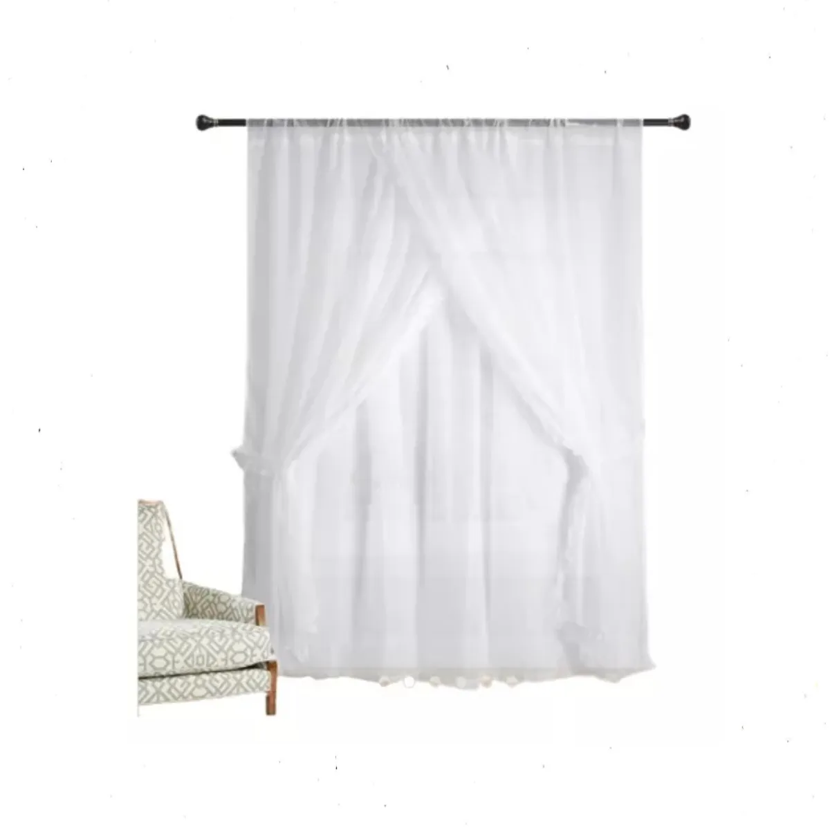 GENERICO - Visillo Velo Romántico Liso 2.0 X 2.20 Mts Decoracion Hogar