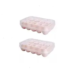 GENERICO - Pack 2 Organizador De Huevos Caja Para 15 Unidades Con Tapa