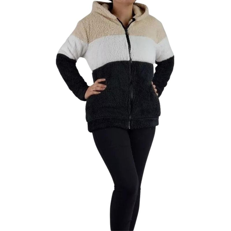 MPROPIA - Chaqueta Valley Sherpa Mujer Con Gorro Chaquetón Corderito Peludo 035