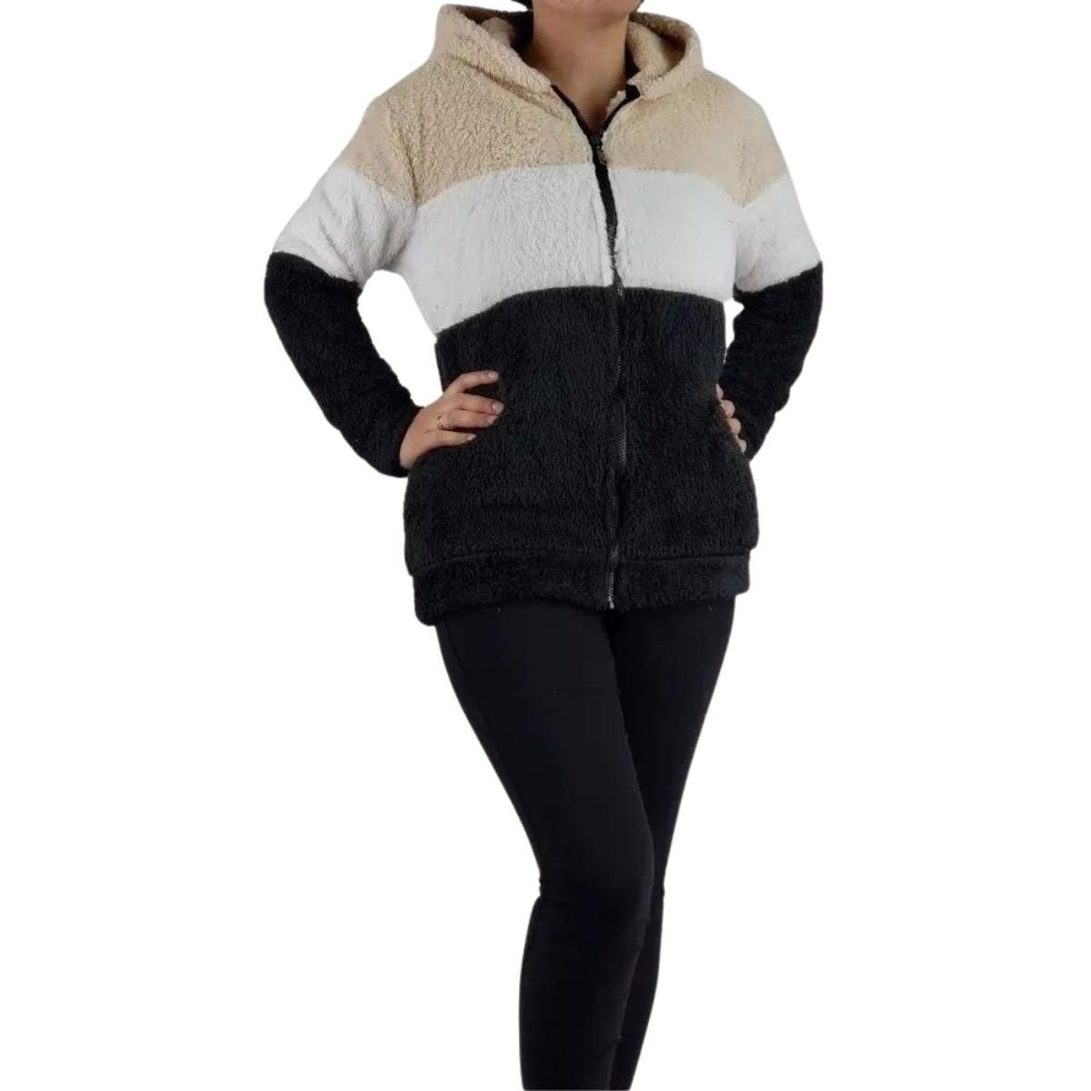 LOOK SHOP - Chaqueta Valley Sherpa Mujer Con Gorro Chaquetón Corderito Peludo 035