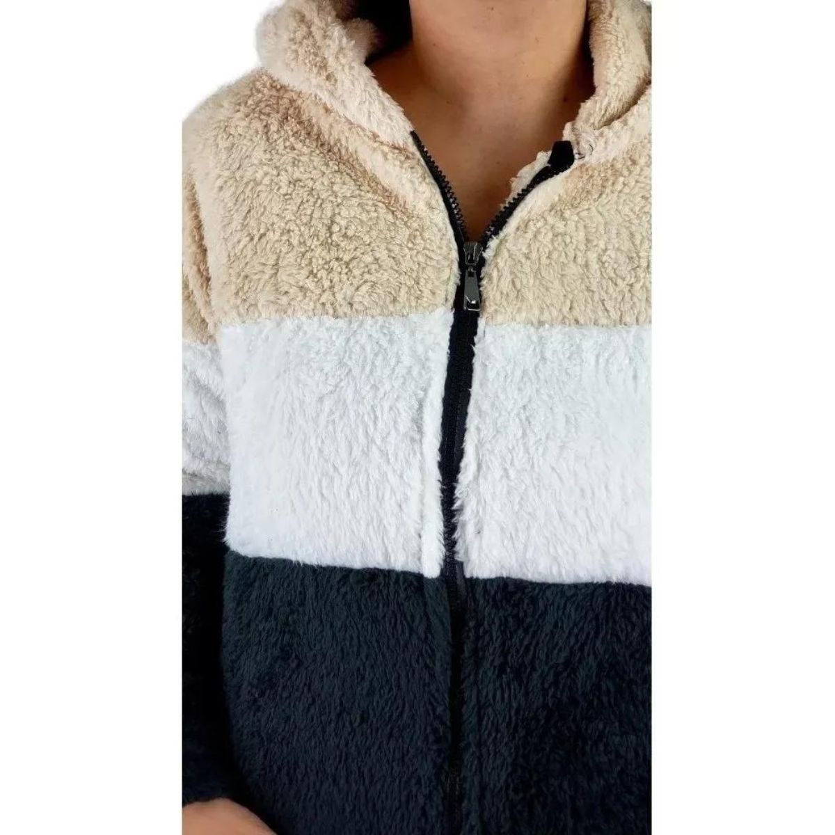 LOOK SHOP - Chaqueta Valley Sherpa Mujer Con Gorro Chaquetón Corderito Peludo 035