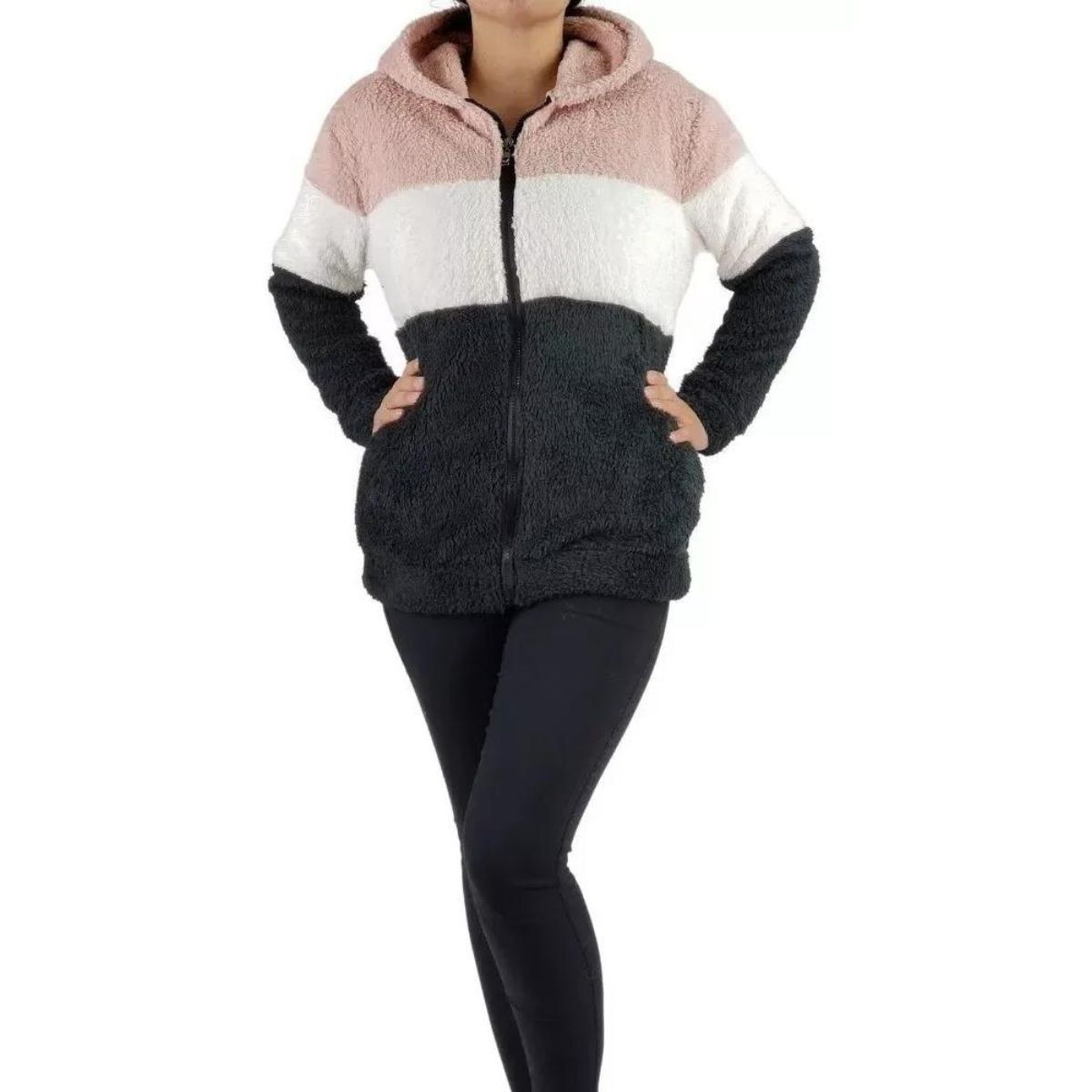 LOOK SHOP - Chaqueta Valley Sherpa Mujer Con Gorro Chaquetón Corderito Peludo 035