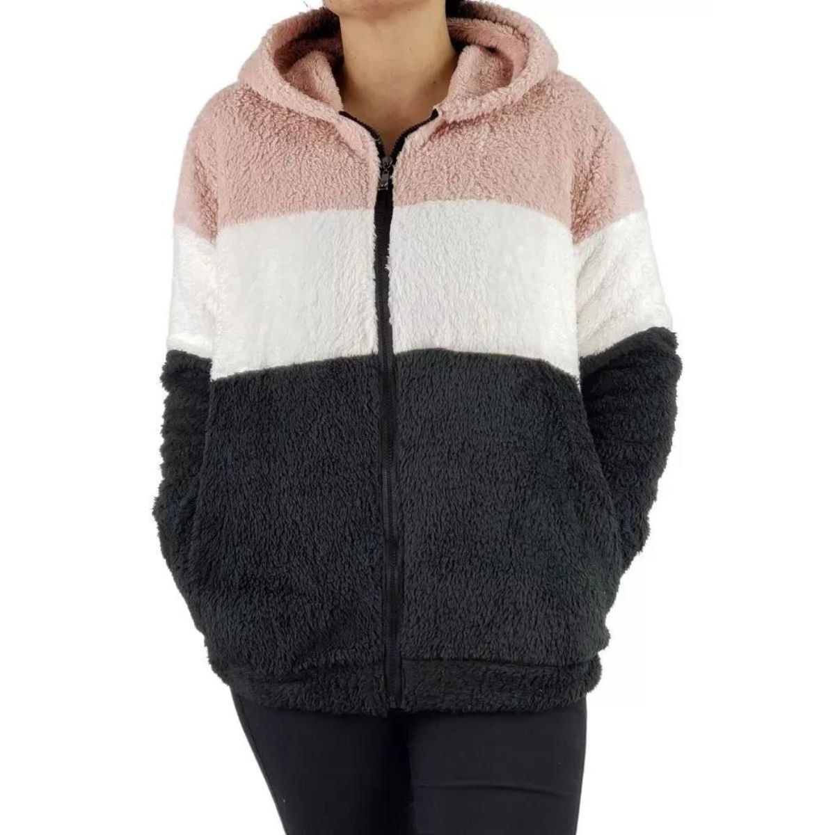 LOOK SHOP - Chaqueta Valley Sherpa Mujer Con Gorro Chaquetón Corderito Peludo 035