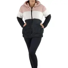 MPROPIA - Chaqueta Valley Sherpa Mujer Con Gorro Chaquetón Corderito Peludo 035