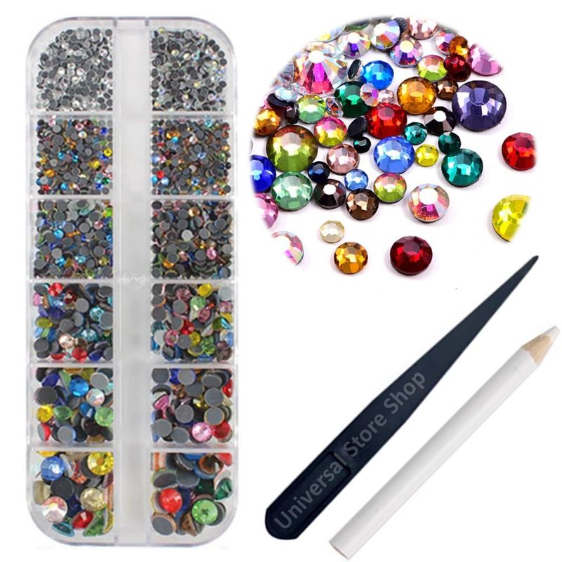 GENERICO - 1220 Hotfix Mix Color Y Cristal Diamante Ss6-30 Strass Uña