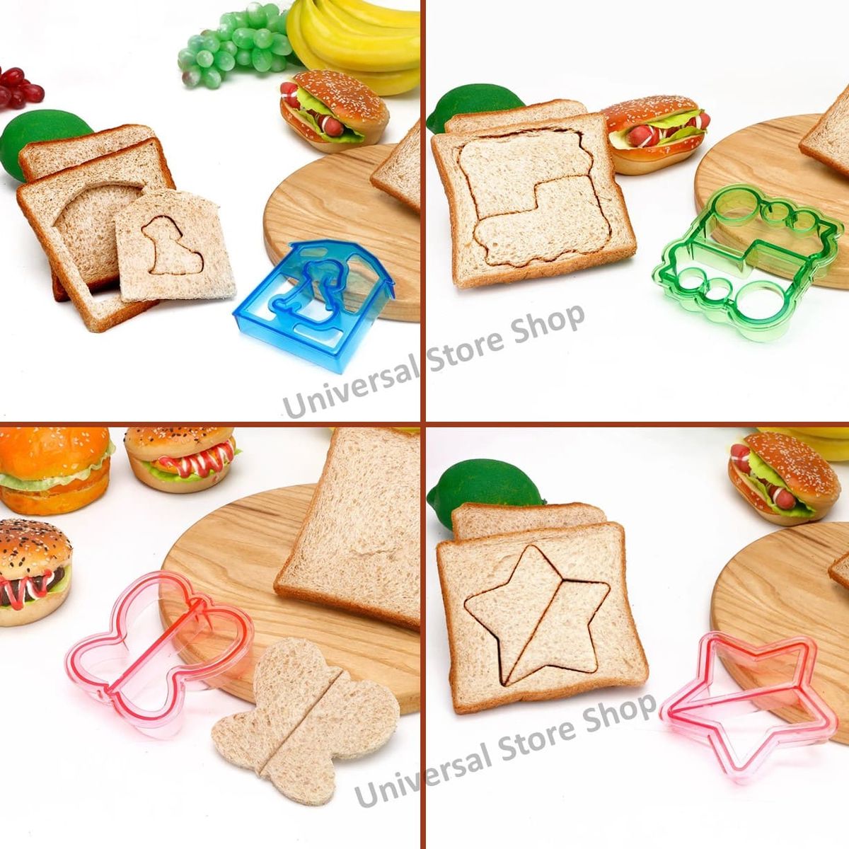GENERICO - 27 Cortador Molde Pan Fruta Verdura Tenedor Lonchera Niño