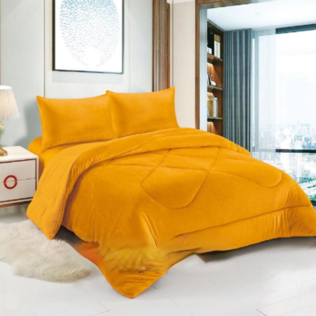 GENERICO - Cobertores Con Chiporro Plush Plazas y Media  Unicolor