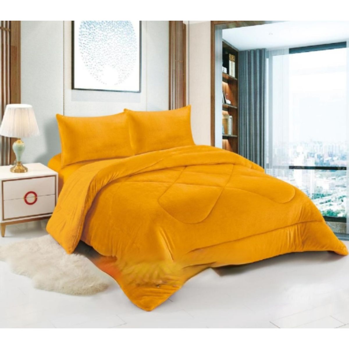 GENERICO - Cobertores Con Chiporro Plush Plazas y Media  Unicolor